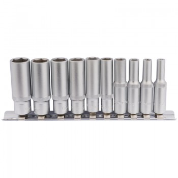 Metric Deep Socket on Metal Rail, 1/4” Sq. Dr. (10 Piece) Metric Deep Socket on Metal Rail, 1/4” Sq. Dr. (10 Piece)