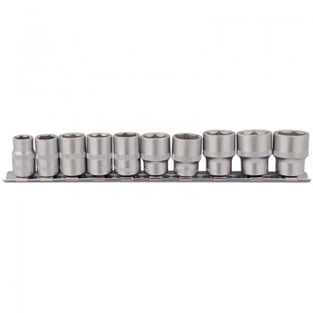 Socket Set on Metal Rail, 3/8” Sq. Dr. (10 Piece) Socket Set on Metal Rail, 3/8” Sq. Dr. (10 Piece)
