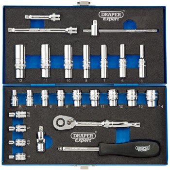 Metric Socket Set, 1/4” Sq. Dr. (26 Piece) Metric Socket Set, 1/4” Sq. Dr. (26 Piece)