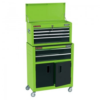 Combined Roller Cabinet and Tool Chest, 6 Drawer, 24”, Green Combined Roller Cabinet and Tool Chest, 6 Drawer, 24”, Green