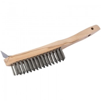 Heavy Duty 4 Row Wire Scratch Brush with Scraper, 310mm Heavy Duty 4 Row Wire Scratch Brush with Scraper, 310mm