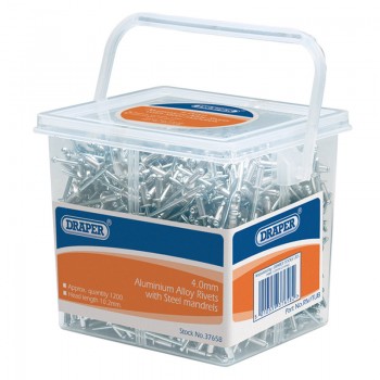 Blind Rivets, 4.0 x 10.2mm (Tub of 1200) Blind Rivets, 4.0 x 10.2mm (Tub of 1200)