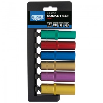 Metric Coloured Deep Socket Set, 1/2&rdquo; Sq. Dr. (6 Piece)