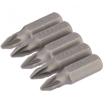 PZ Type Insert Bit, No.1 x 25mm, 1/4&rdquo; Hex (Pack of 5)