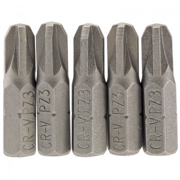 PZ Type Insert Bit, 1/4” Hex, 25mm Long, No.3 (Pack of 5) PZ Type Insert Bit, 1/4” Hex, 25mm Long, No.3 (Pack of 5)