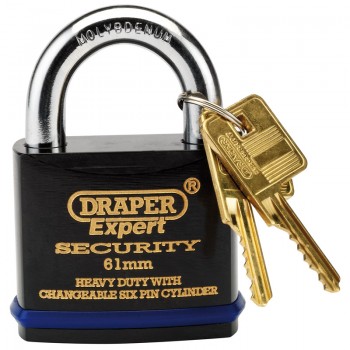 Heavy Duty Padlock and 2 Keys with Super Tough Molybdenum Steel Shackle, 61mm Heavy Duty Padlock and 2 Keys with Super Tough Molybdenum Steel Shackle, 61mm