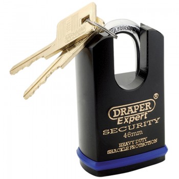 Heavy Duty Padlock and 2 Keys with Shrouded Shackle, 46mm Heavy Duty Padlock and 2 Keys with Shrouded Shackle, 46mm