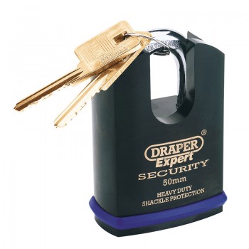 Heavy Duty Padlock and 2 Keys with Shrouded Shackle, 50mm Heavy Duty Padlock and 2 Keys with Shrouded Shackle, 50mm