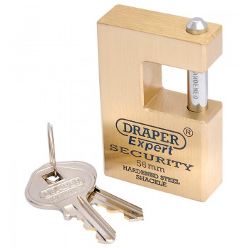 Draper Expert Close Shackle Solid Brass Padlock with Hardened Steel Shackle, 2 Keys, 56mm Draper Expert Close Shackle Solid Brass Padlock with Hardened Steel Shackle, 2 Keys, 56mm