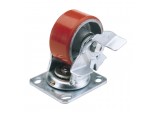 Swivel Plate Fixing Heavy Duty Polyurethane Wheel with Brake, 200mm Diameter, S.W.L. 500kg