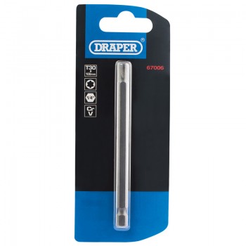 Draper TX-STAR® Insert Bit, 1/4&rdquo; Hex, 100mm Long, T30 (Pack of 1)