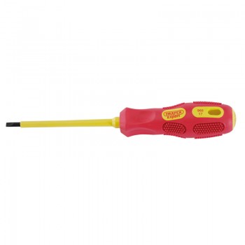 VDE Approved Fully Insulated Plain Slot Screwdriver, 4.0 x 100mm (Display Packed) VDE Approved Fully Insulated Plain Slot Screwdriver, 4.0 x 100mm (Display Packed)
