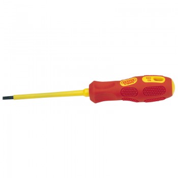 VDE Approved Fully Insulated Plain Slot Screwdriver, 4.0mm x 100mm (Sold Loose) VDE Approved Fully Insulated Plain Slot Screwdriver, 4.0mm x 100mm (Sold Loose)