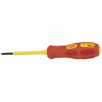 VDE Approved Fully Insulated Cross Slot Screwdriver, No.0 x 60mm (Sold Loose) VDE Approved Fully Insulated Cross Slot Screwdriver, No.0 x 60mm (Sold Loose)