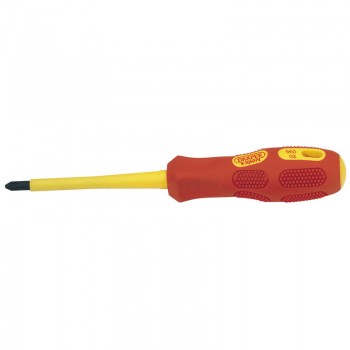 VDE Approved Fully Insulated Cross Slot Screwdriver, No.2 x 100mm (Sold Loose) VDE Approved Fully Insulated Cross Slot Screwdriver, No.2 x 100mm (Sold Loose)