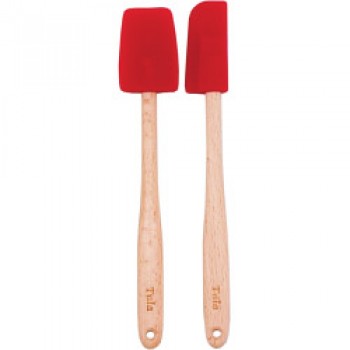 Silicone Headed Spatulas/Wooden Handles (Set of 2) Silicone Headed Spatulas/Wooden Handles (Set of 2)