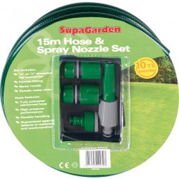 Hose & Spray Nozzle Set - 15m Hose & Spray Nozzle Set - 15m