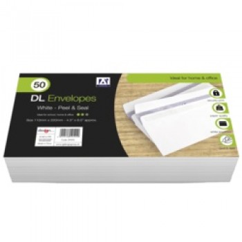 DL Peel & Seal Envelopes - Pack 50 White DL Peel & Seal Envelopes - Pack 50 White
