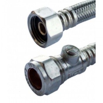 Flexi Tap Connector 15mm x 1/2 x 50cm + Iso Valve - 9.5mm Flexi Tap Connector 15mm x 1/2 x 50cm + Iso Valve - 9.5mm
